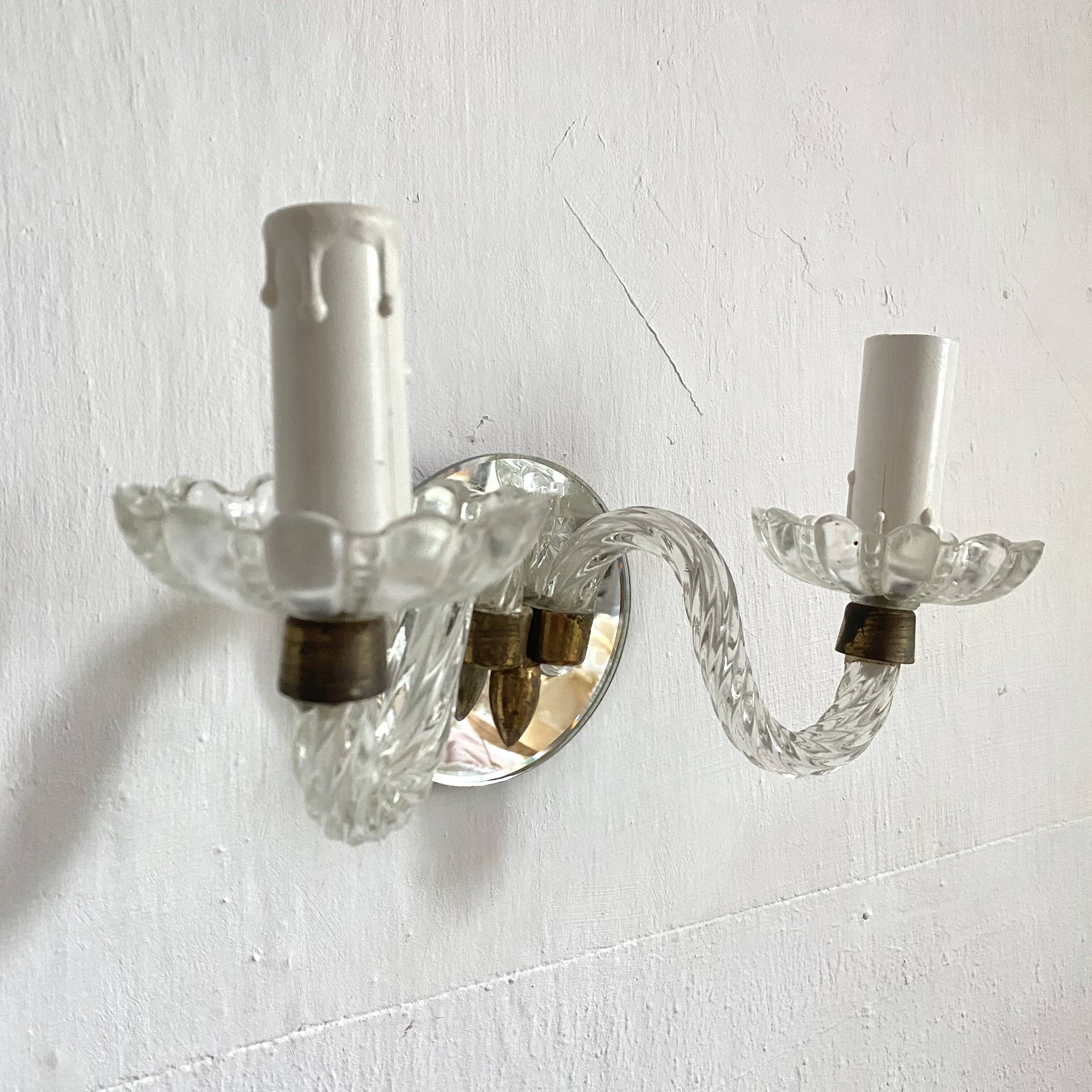 2-light murano glass and mirror wall light