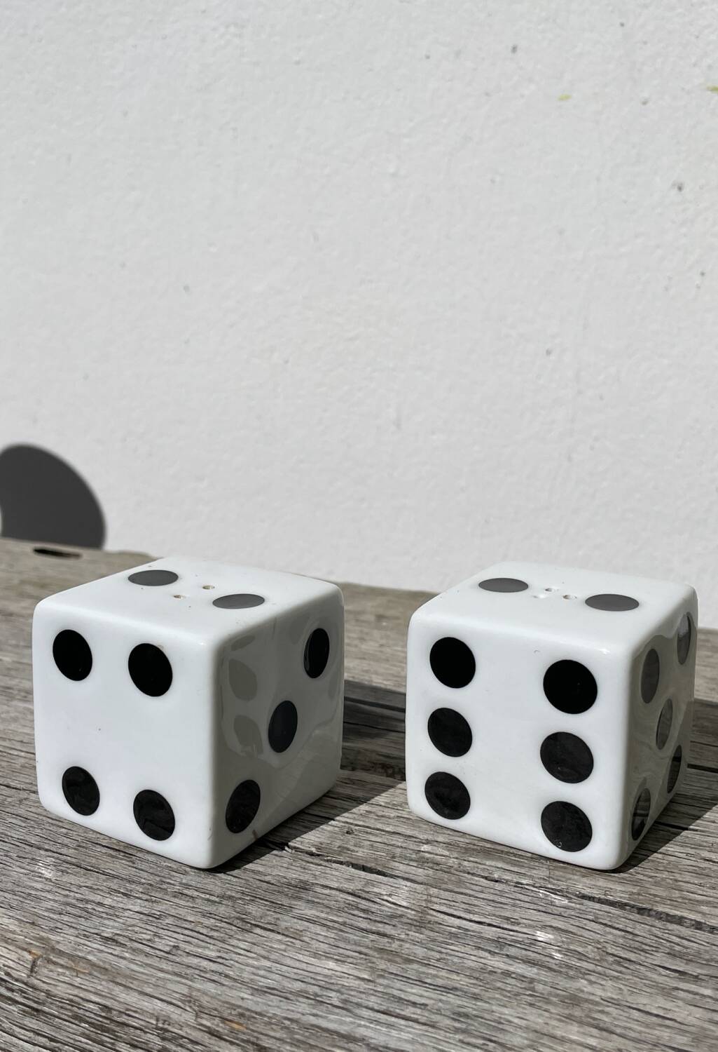 Ceramic salt and pepper shaker dice
