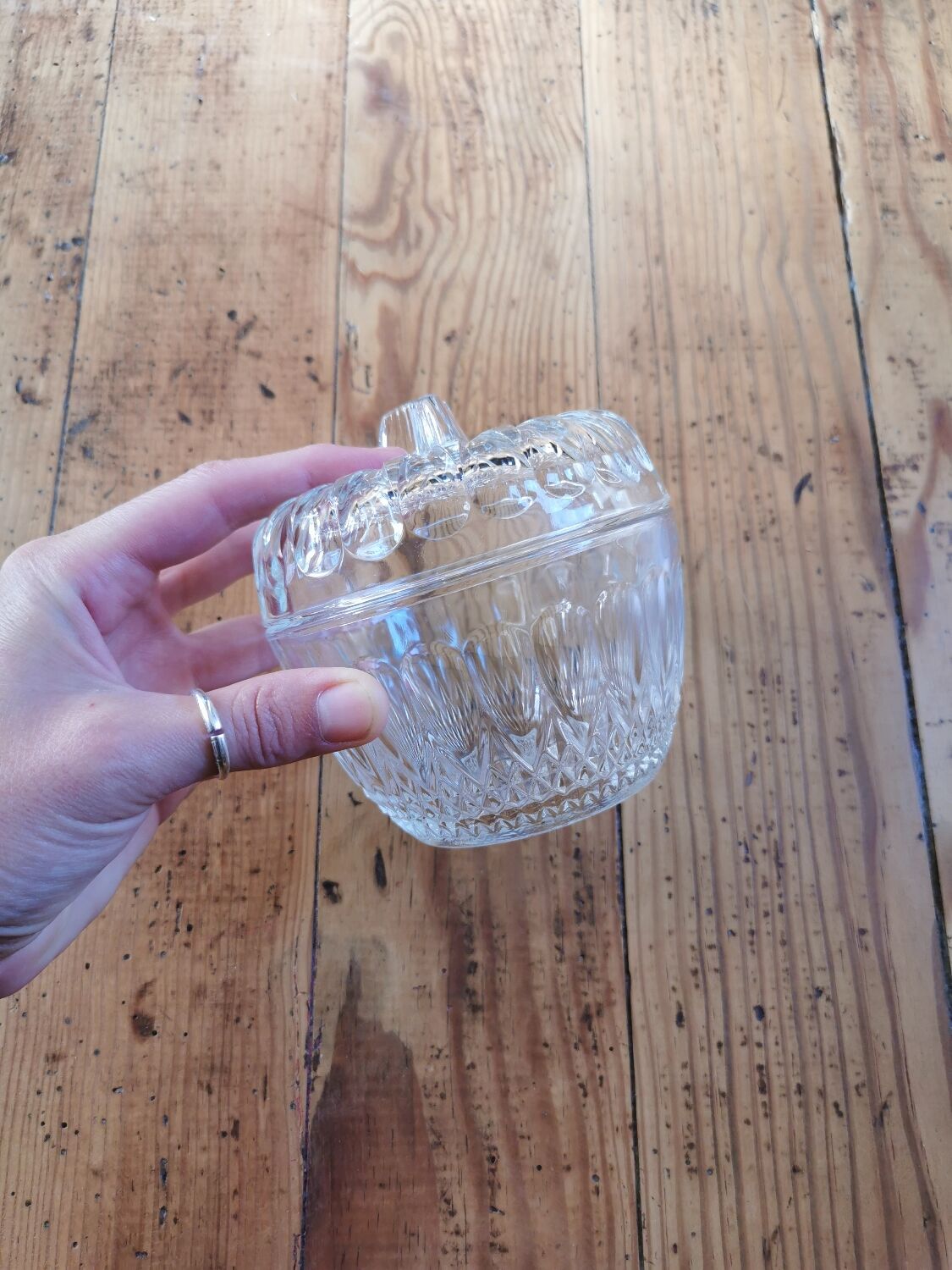 Vintage glass candy box from Reims