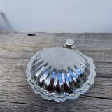 Silver-plated metal shell butter dish