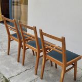 Series of 3 vintage chairs with compass legs - 1950s