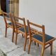 Series of 3 vintage chairs with compass legs - 1950s