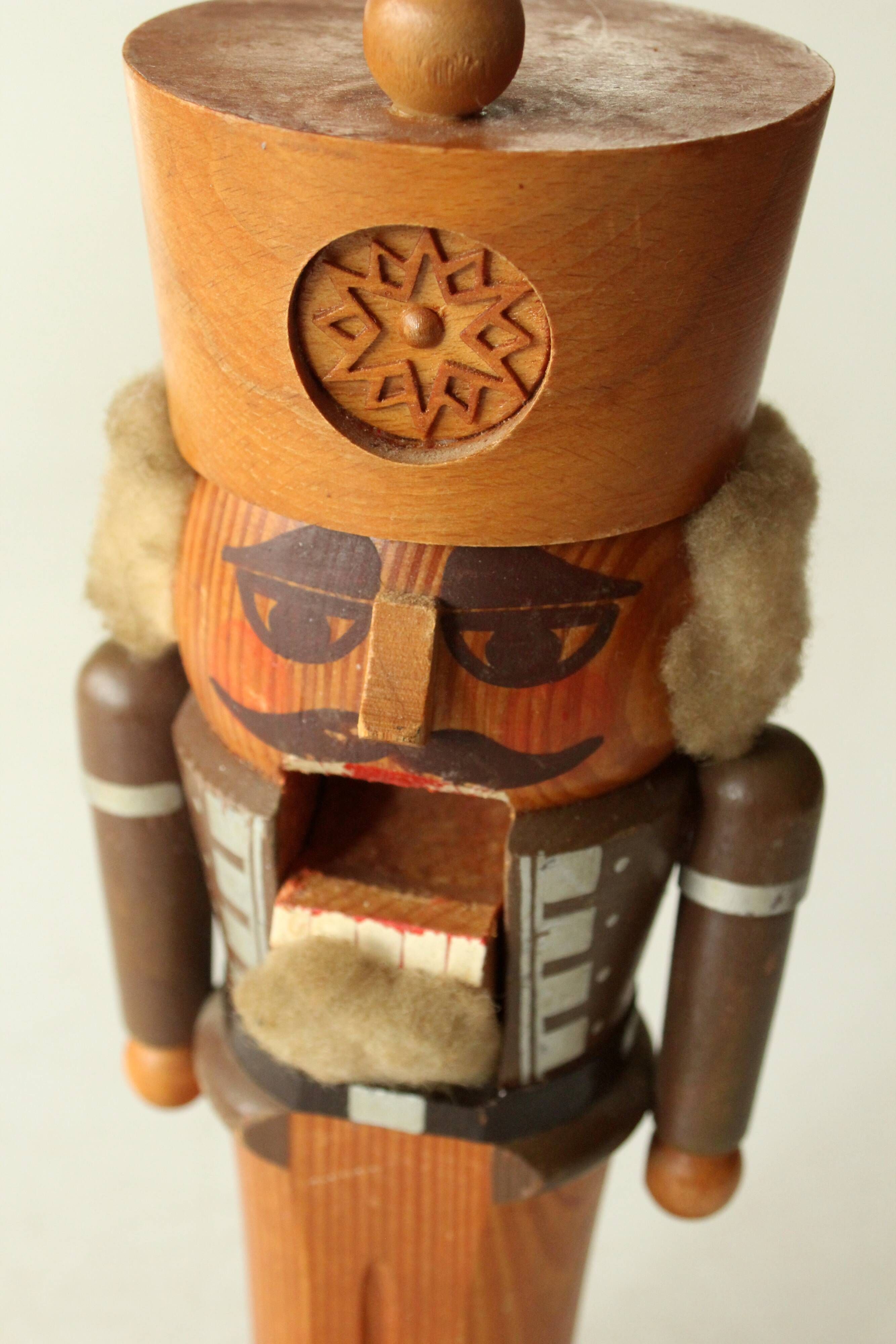 Handmade wooden nutcracker (miner), made in Erzgebirge/East Germany, vintage from the 1950s