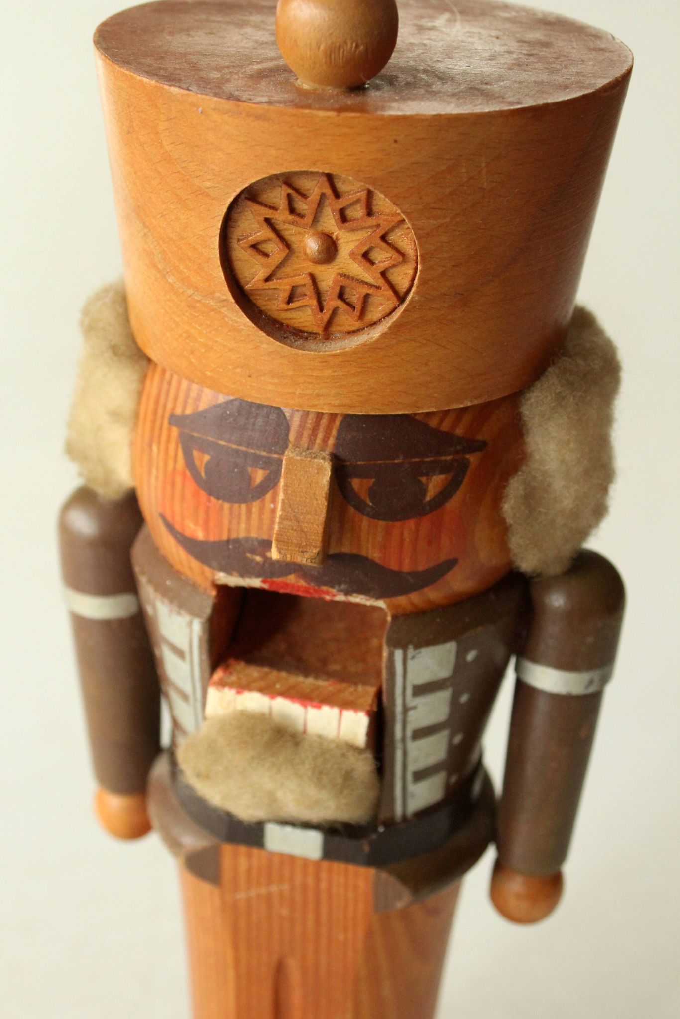 Handmade wooden nutcracker (miner), made in Erzgebirge/East Germany, vintage from the 1950s