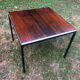 Square black metal coffee table and rosewood top circa 1960