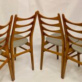 Set of 4 Scandinavian chairs year 50-60 restored anti-stain fabric gray cloud.