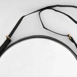 Jacques Adnet pair of circular leather and brass mirrors