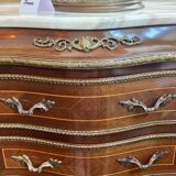 Weekly chest in wood veneer, curved and eventful shape, 20th century period