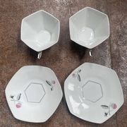 set of 2 Art Deco porcelain tea cups from Czechoslovakia