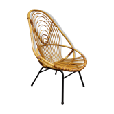 Vintage rattan armchair by Rohe Noordwolde 1960s