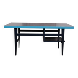 Mid-century coffee table in painted blue and navy wood, 1950s design from the Czech Republic.