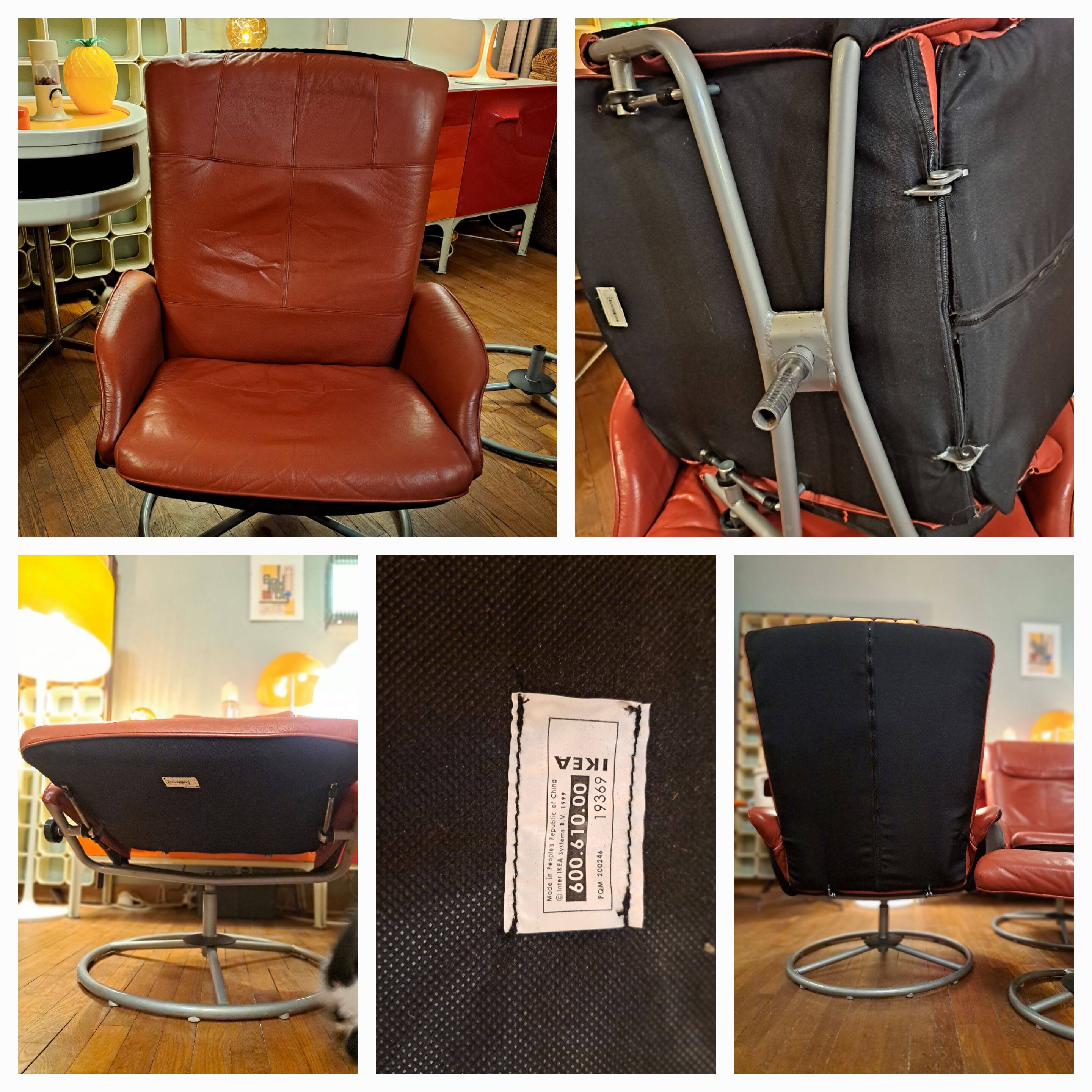 Pair of Lounge Chairs + Malung Leather Ottoman from the 90's