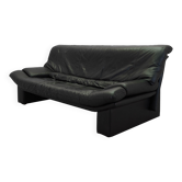 Black leather sofa, Italian design, 1960s, made in Italy