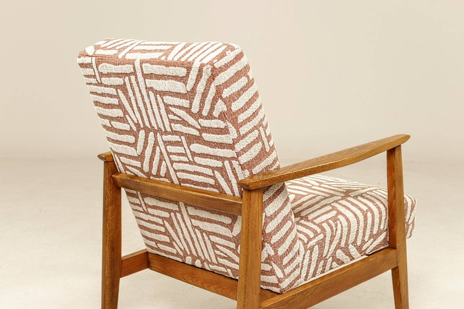 Modern vintage ecru ethnic armchair 1970