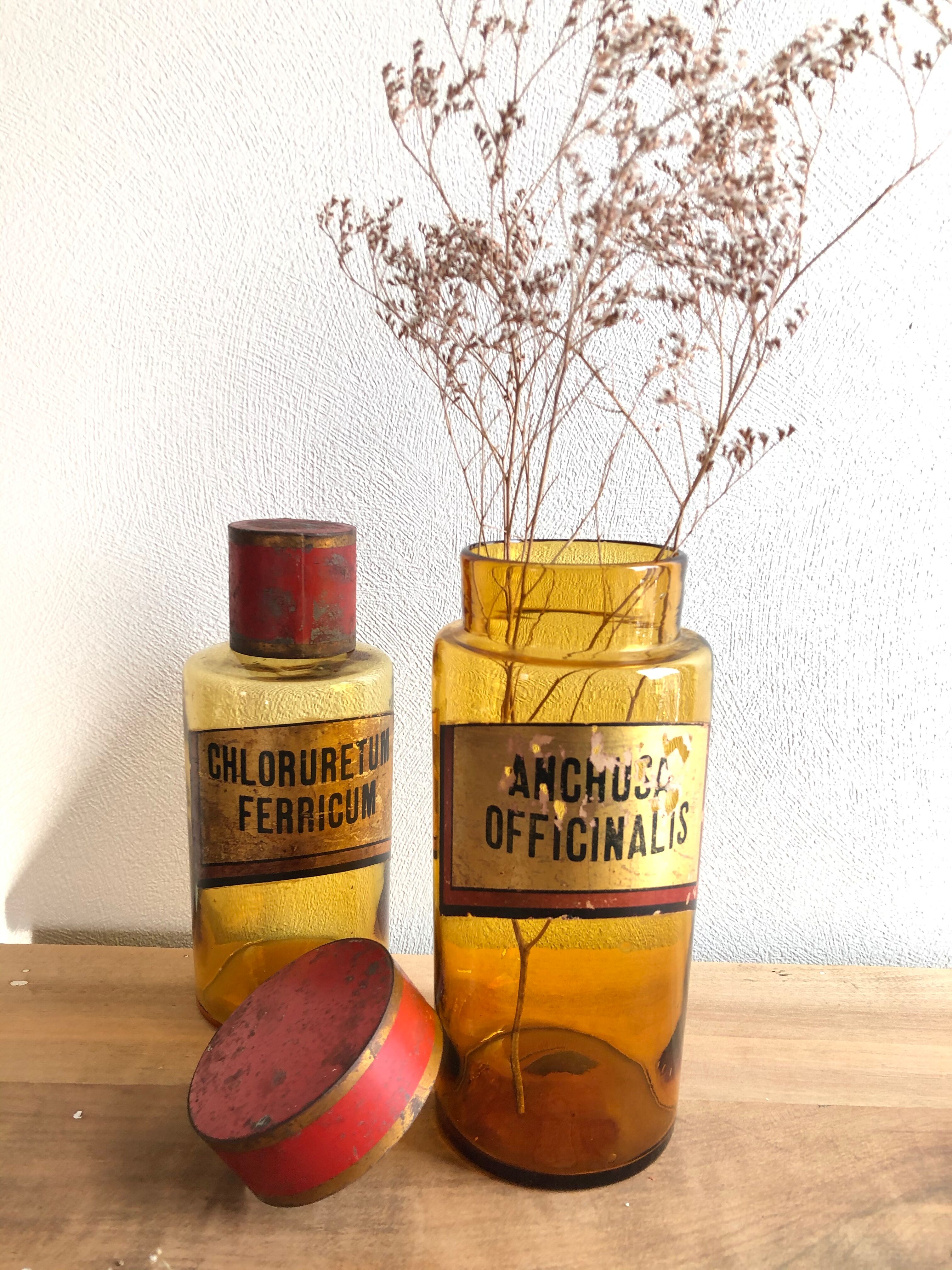 Jar "Anchusa officinalis" brown glass