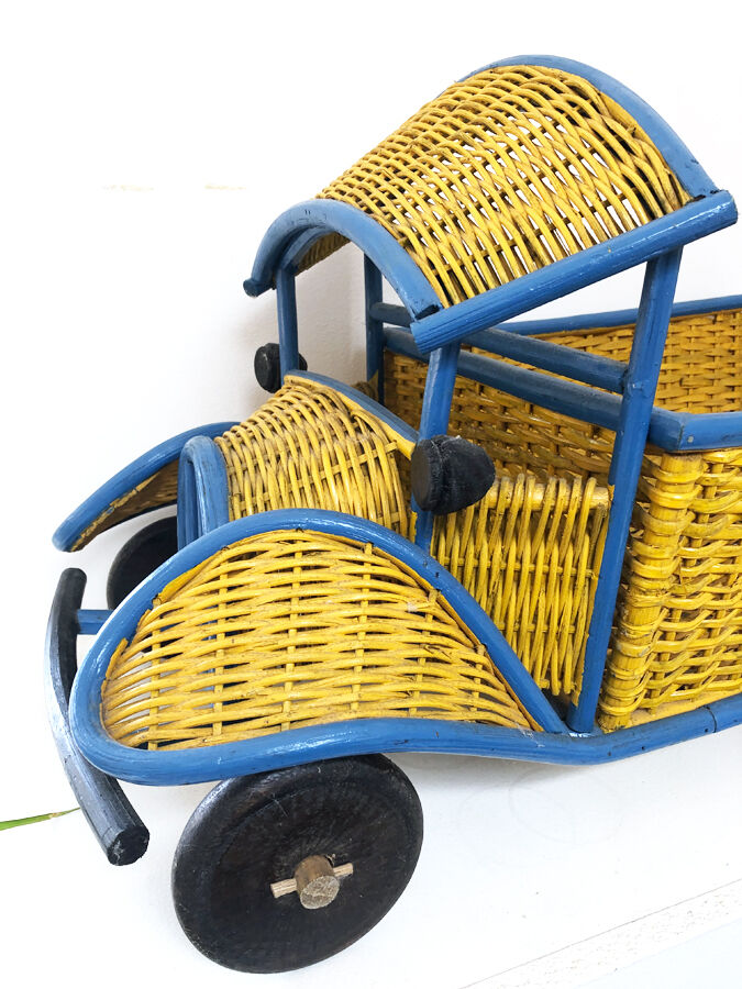 Wicker truck and handmade wood, 1960-70
