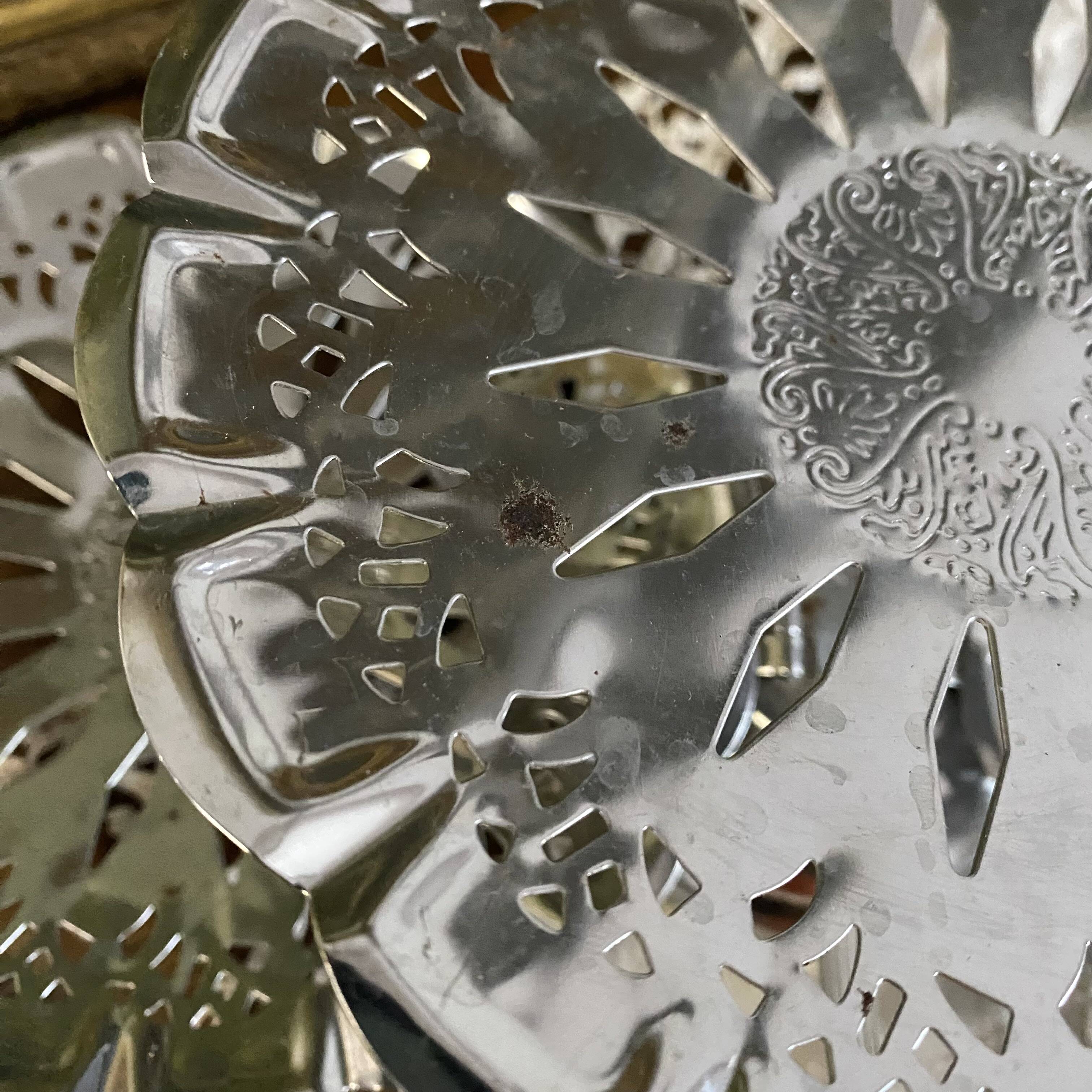 Vintage stainless steel serving platter with 3 tiers