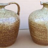 Pair of small antique stoneware oil jars