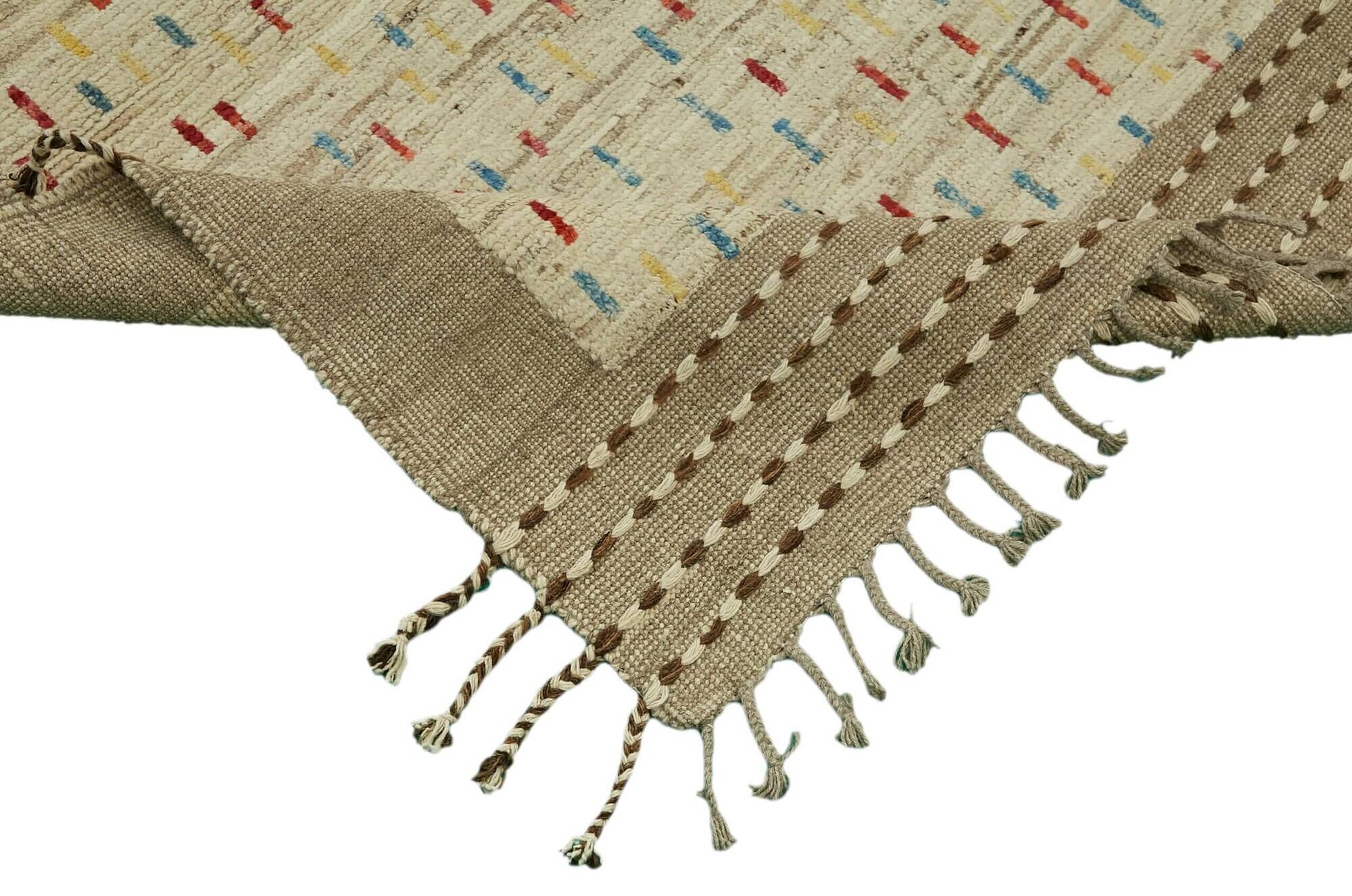 Handwoven Tribal One of a Kind 280 cm x 368 cm Beige Wool Carpet