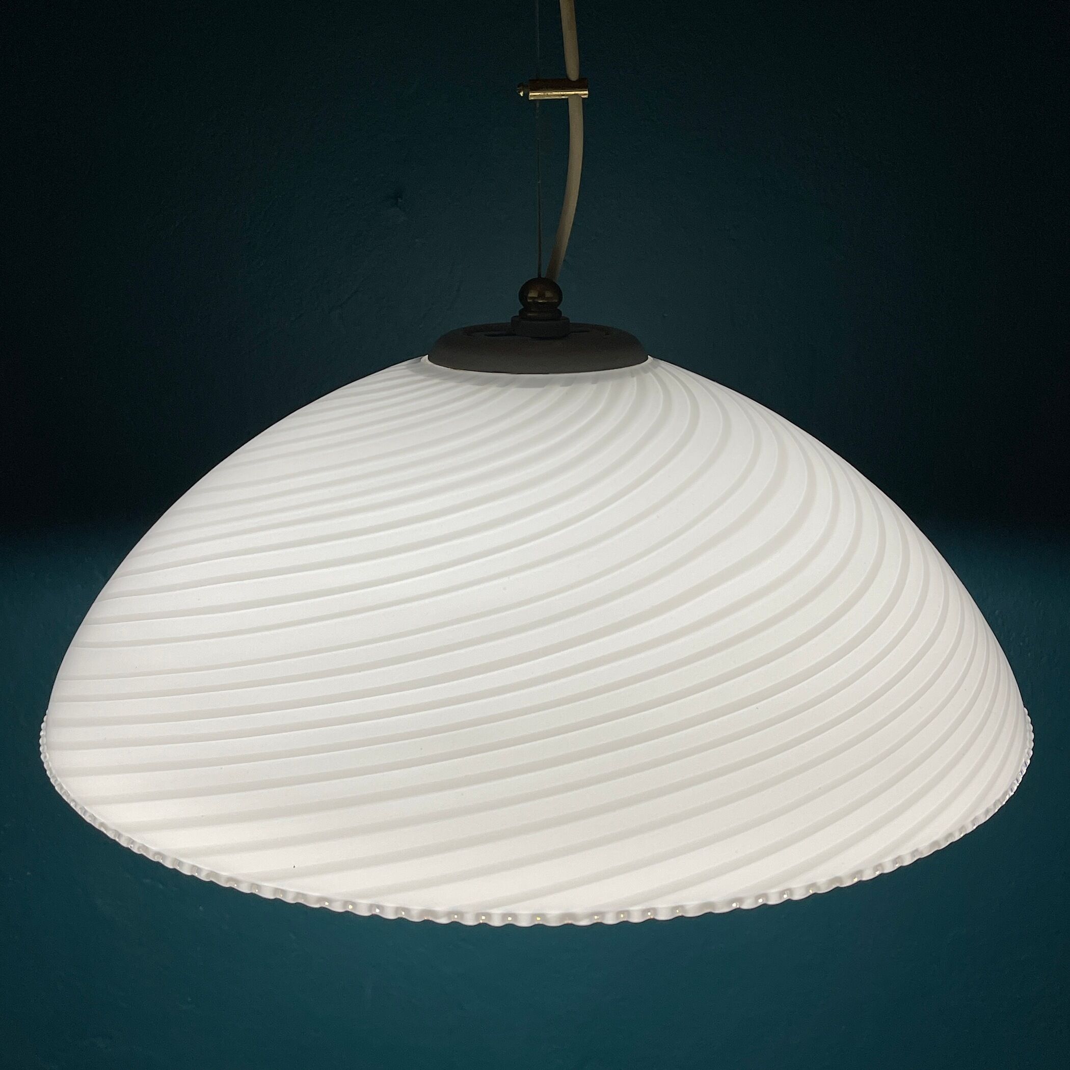 Vintage swirl murano glass pendant lamp Italy 1970s
