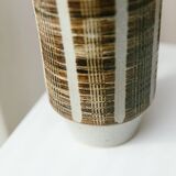 Brown Beige Ceramic Vase - Mid-Century Studio Vase, 1960s, Crosshatch Texture