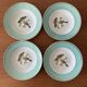 Set of 4 vintage deep plates in earthenware • Bird and leaf decoration