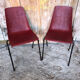 Pair of grosfillex chairs ref 2005 black metal and vintage burgundy shell -