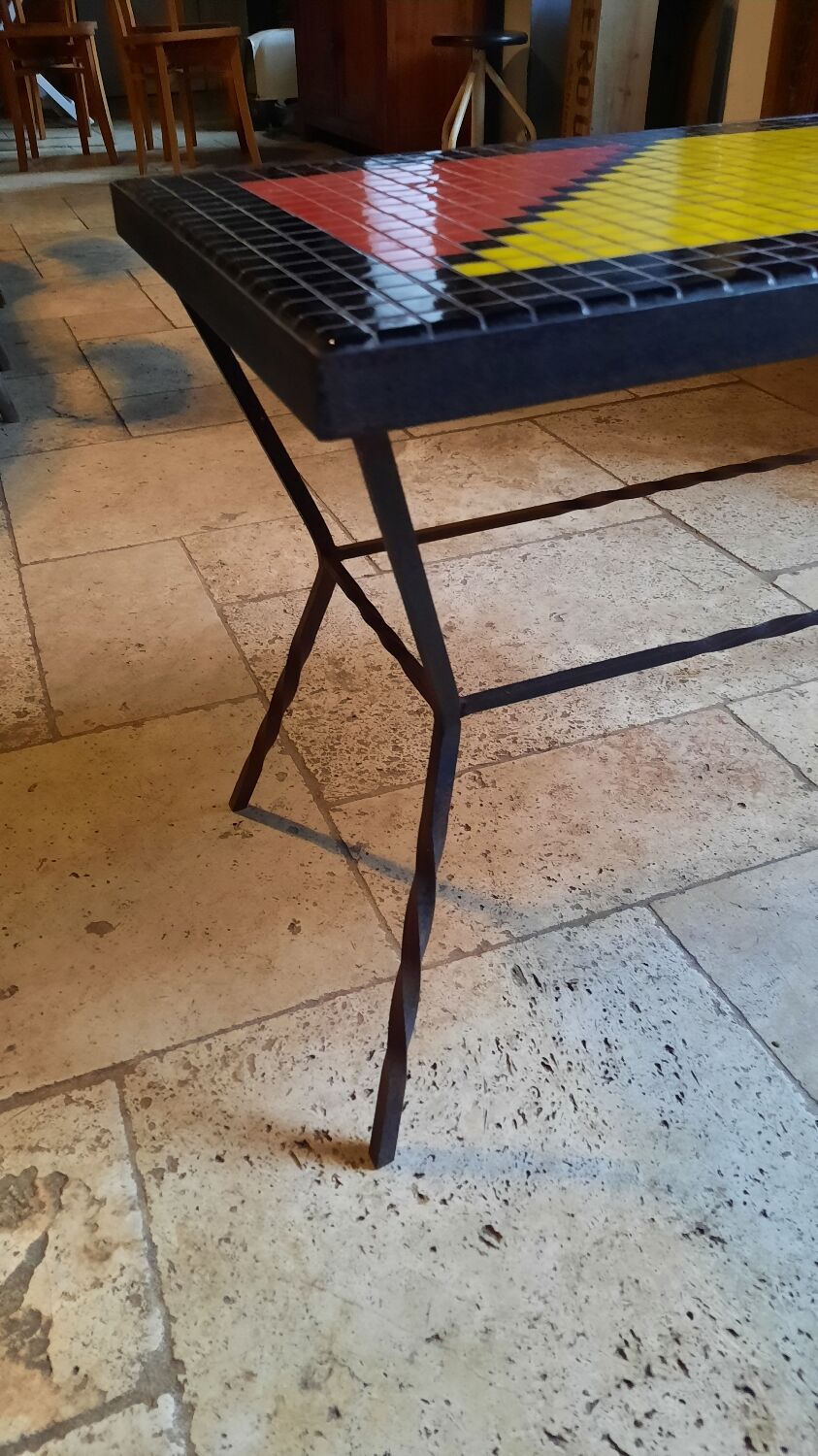 Metal coffee table and tiles year 50