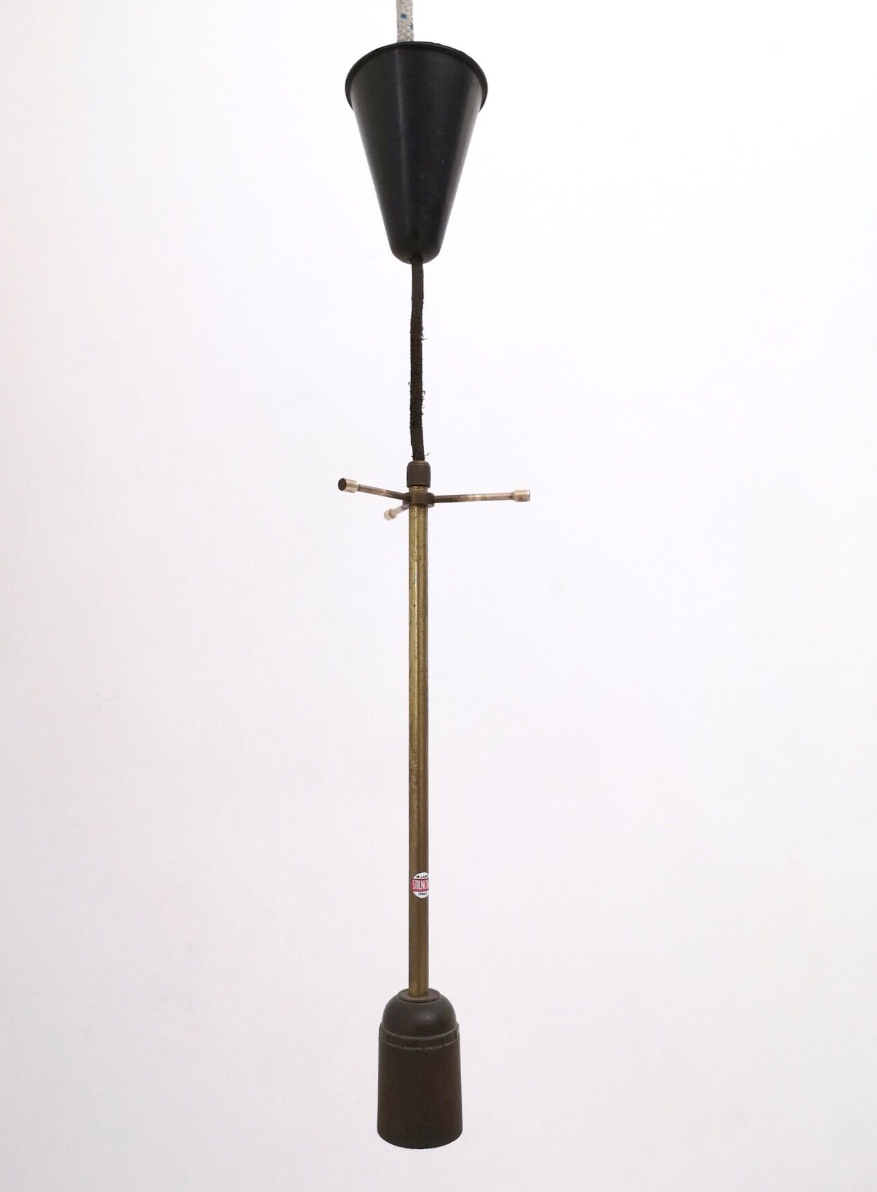 Vintage encased glass and brass pendant by Stilnovo, Italy