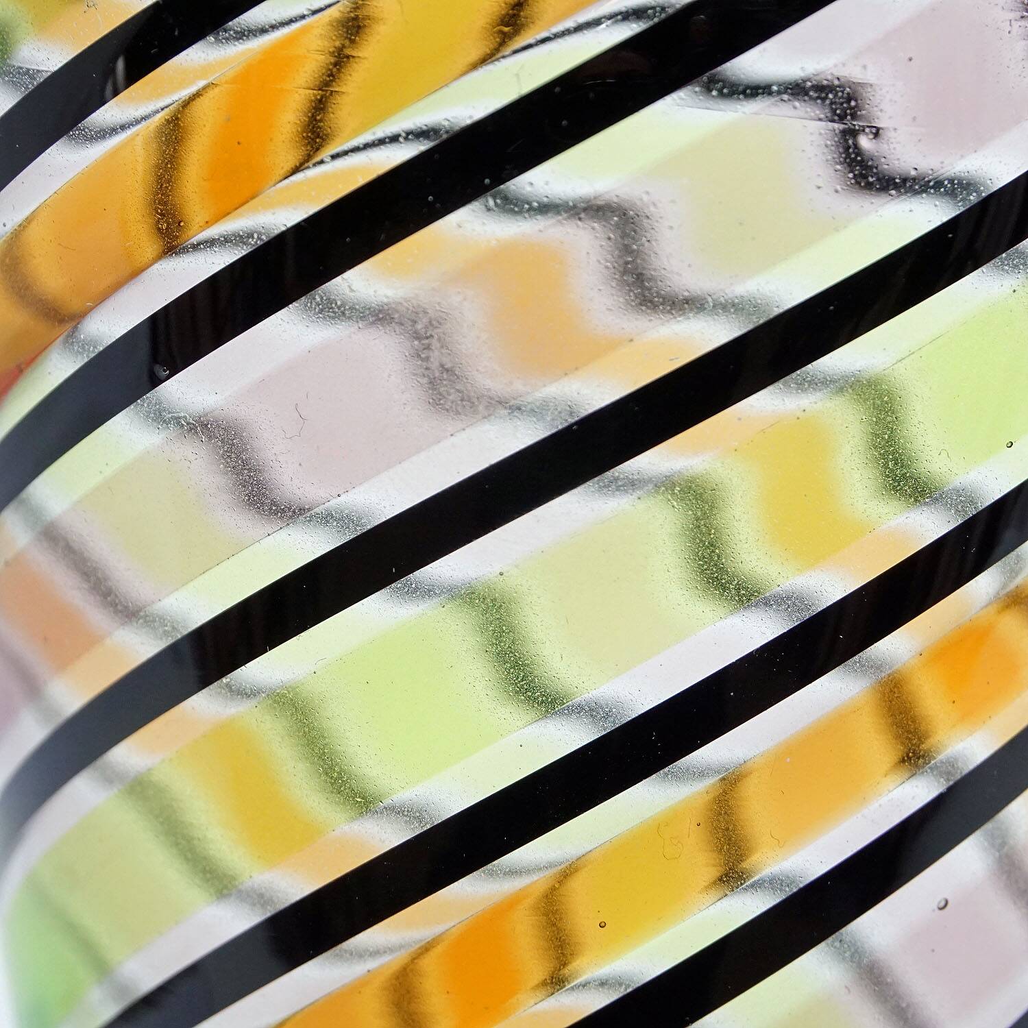 Glass vase "a canne" by Fratelli Toso with handles, Murano, Italy, circa