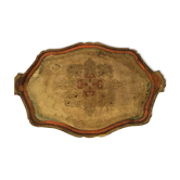 Florentine Venetian plateau gilded wood and coral 54x38cm