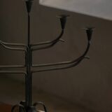 Brutalist Scandinavian candlestick in wrought iron and metal from the mid-20th century.