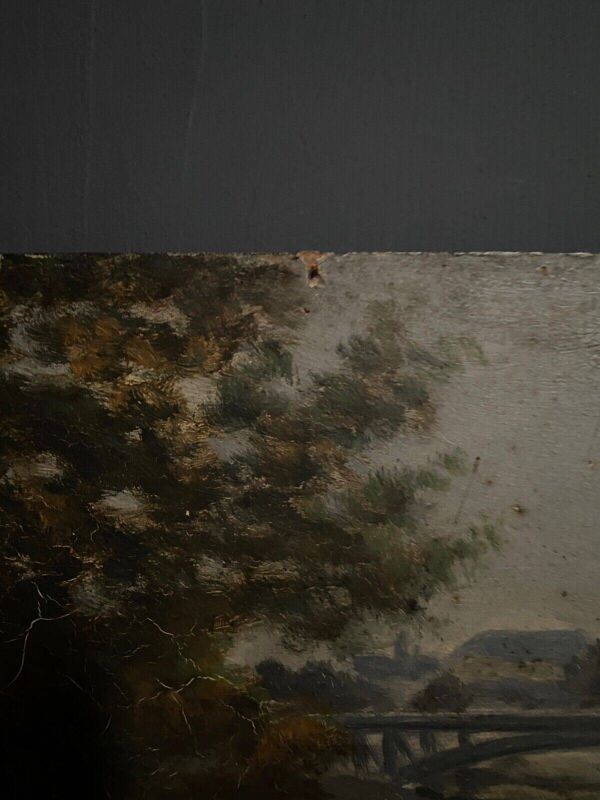 Huile sur carton début XXe représentant Nantes ou Paris