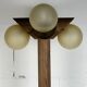 Midcentury brutalist oak floor lamp with 4 spheres, 1970s  by Temde Leuchten