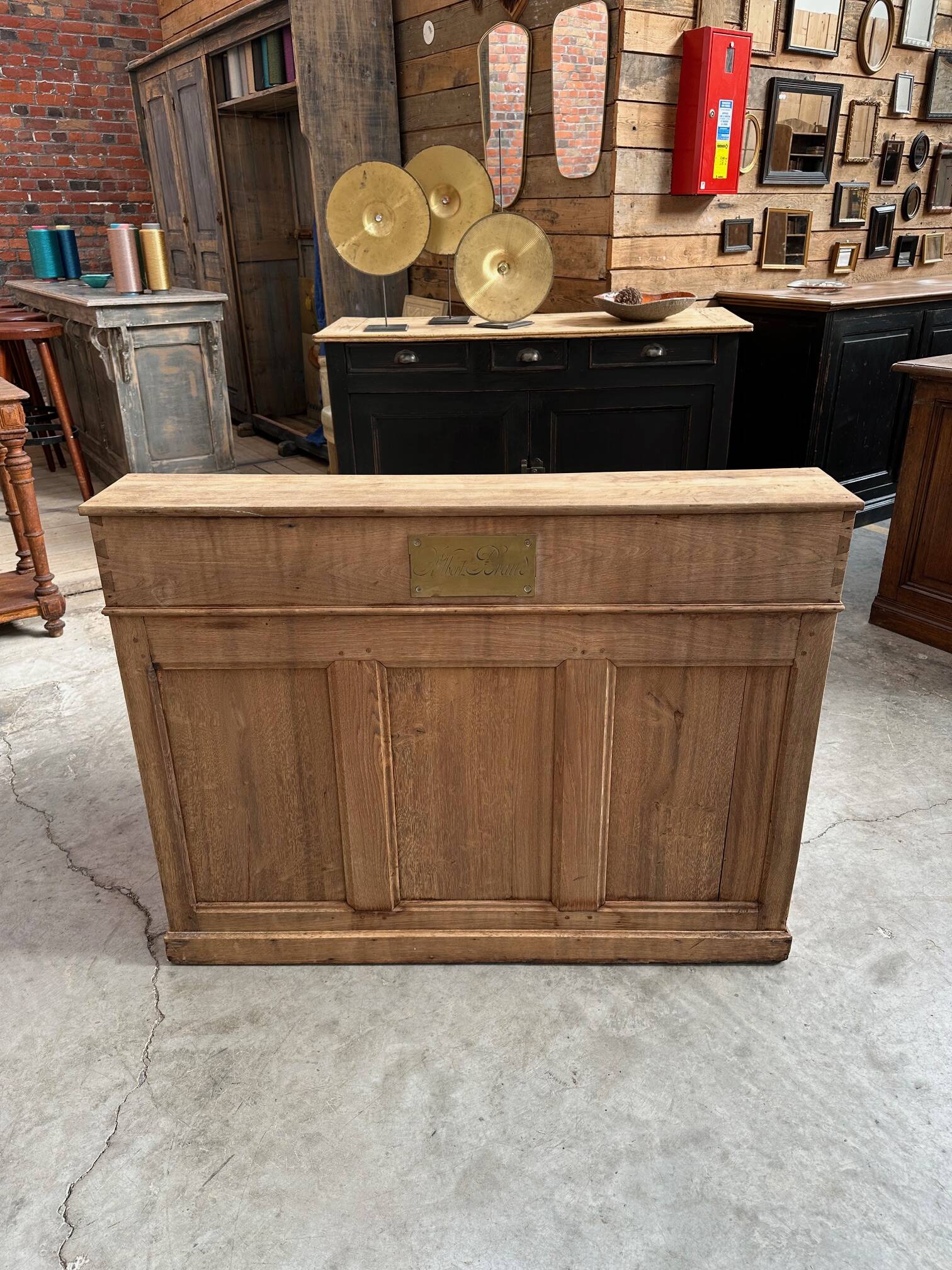 Solid oak reception desk, early 20th century