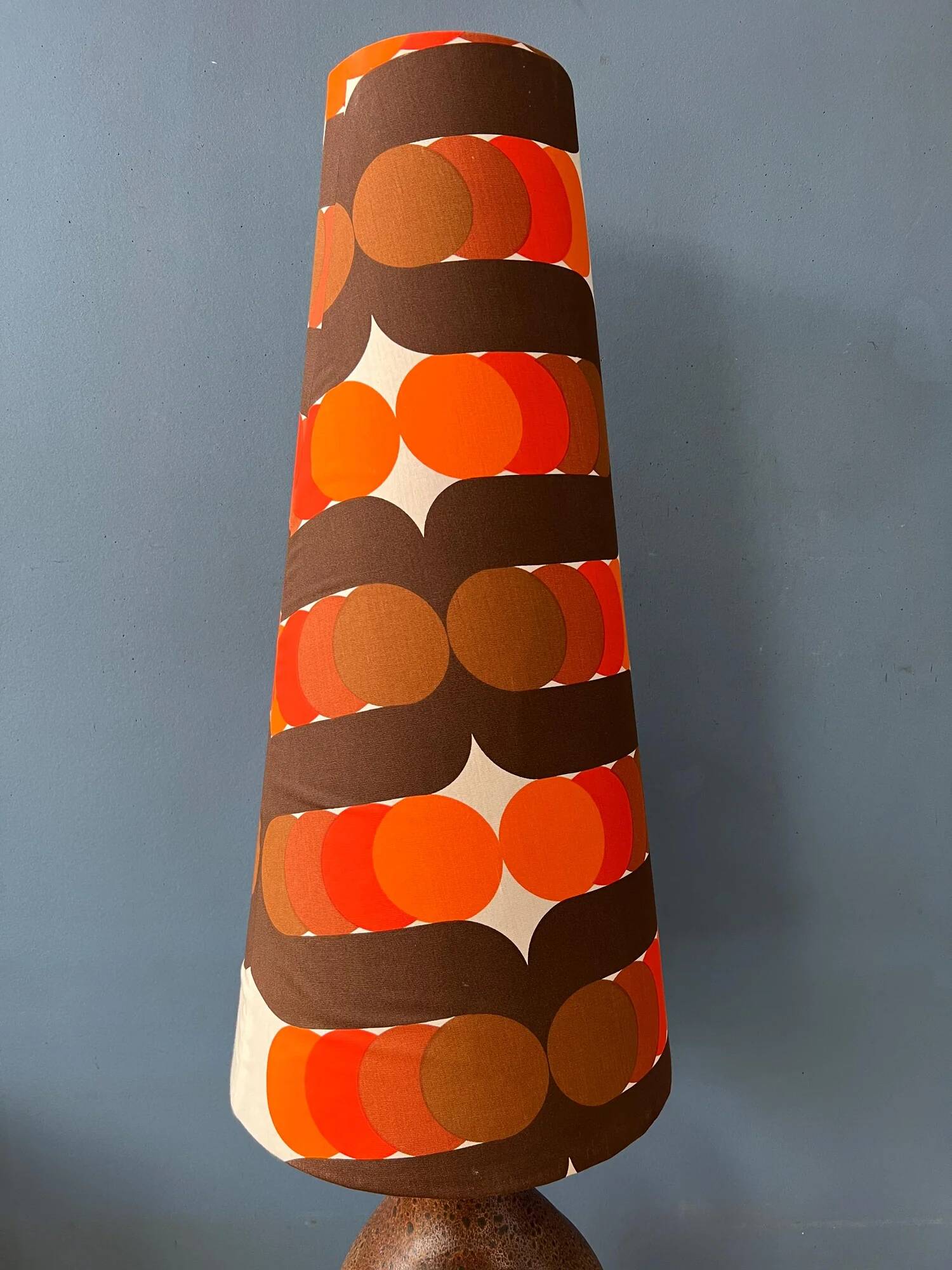 Orange ceramic West Germany floor lamp with dotted shade