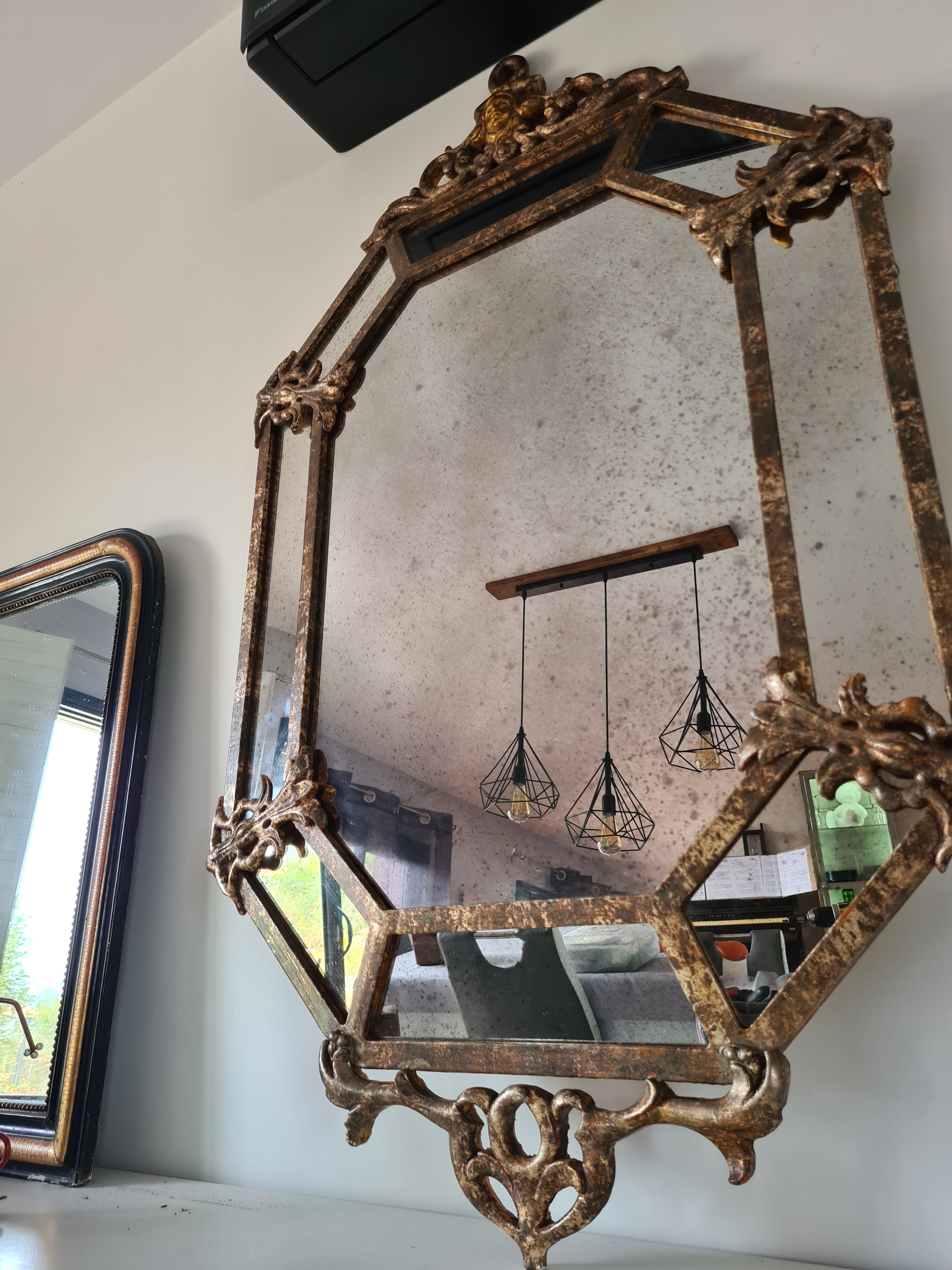 Venetian mirror with art deco parcloses 117 x 72 cm