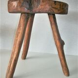 Brutalist wooden stool