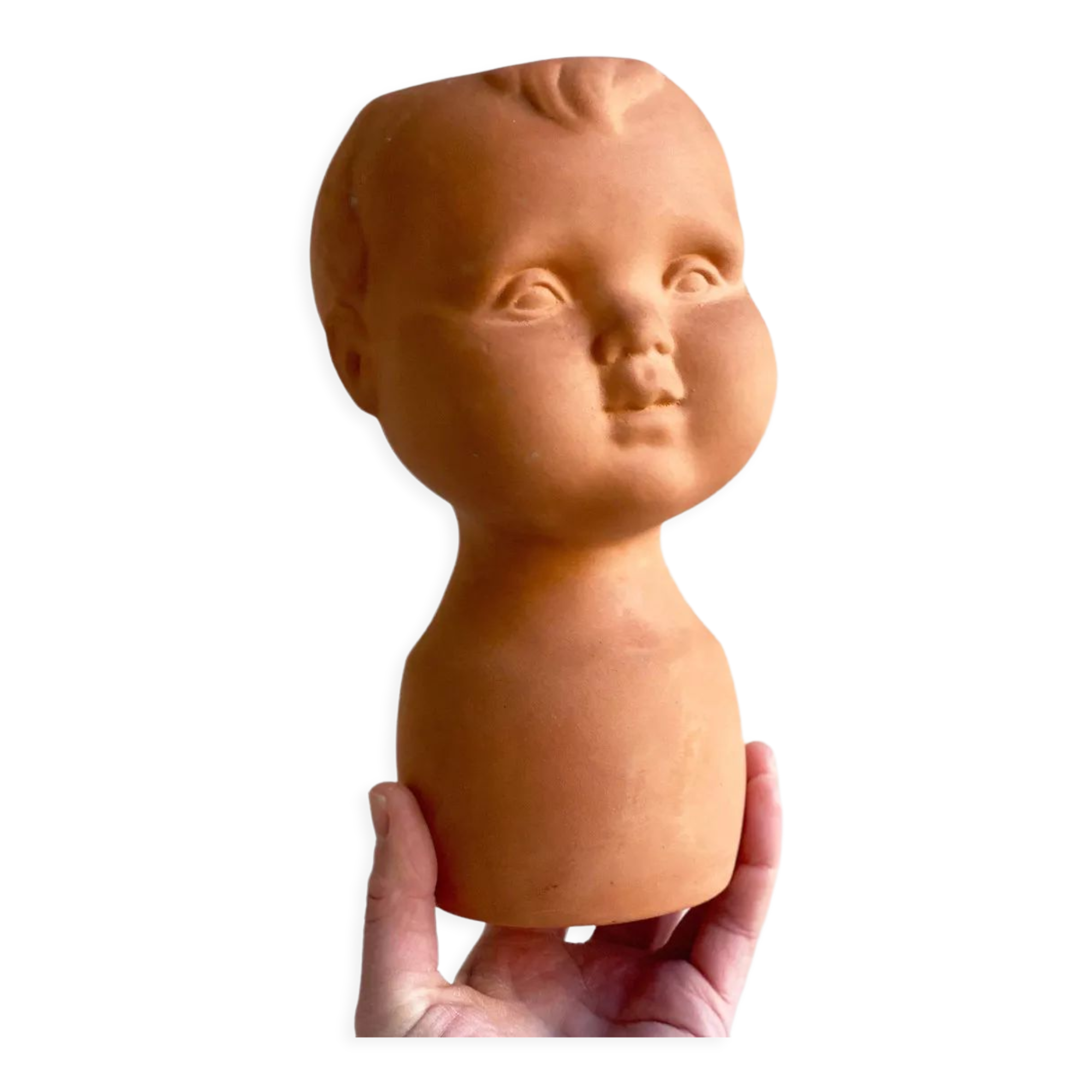 Vintage terracotta kids head vase