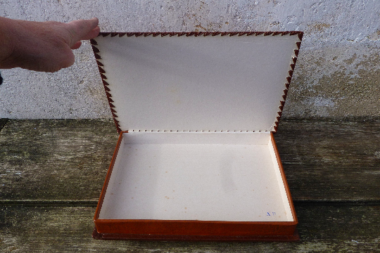 Vintage box faux leather re-dusted patterns blasons Flowers of Lys