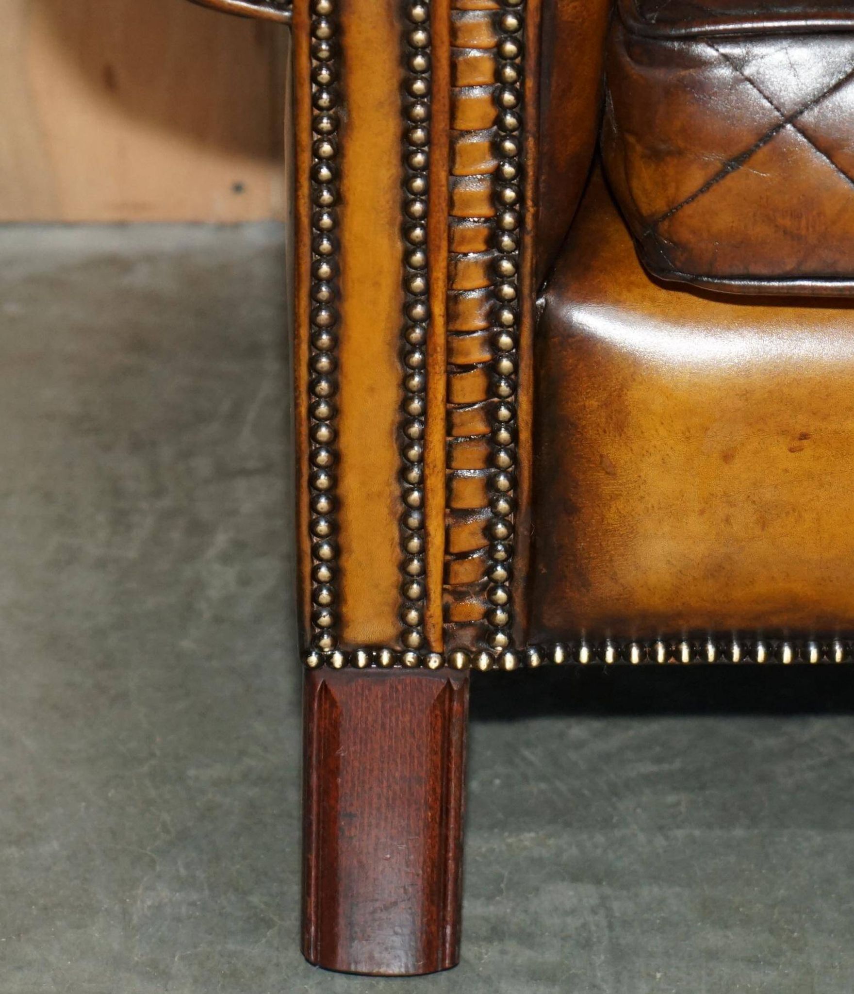 Mustang Leather Art Deco Style Sofa Fully Restored