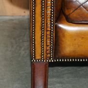 Mustang Leather Art Deco Style Sofa Fully Restored