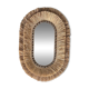 Handcrafted oval mirror in raffia and shells