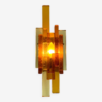 Mid-Century Wall Lamp in Yellow Amber Glass, Svend Aage Holm Sorensen, Denmark