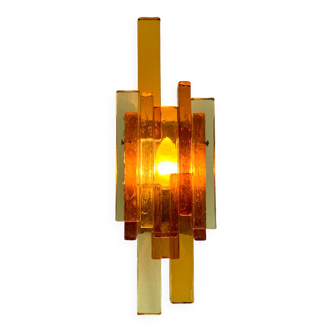 Mid-Century Wall Lamp in Yellow Amber Glass, Svend Aage Holm Sorensen, Denmark