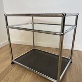 USM Haller side table in glass and anthracite grey