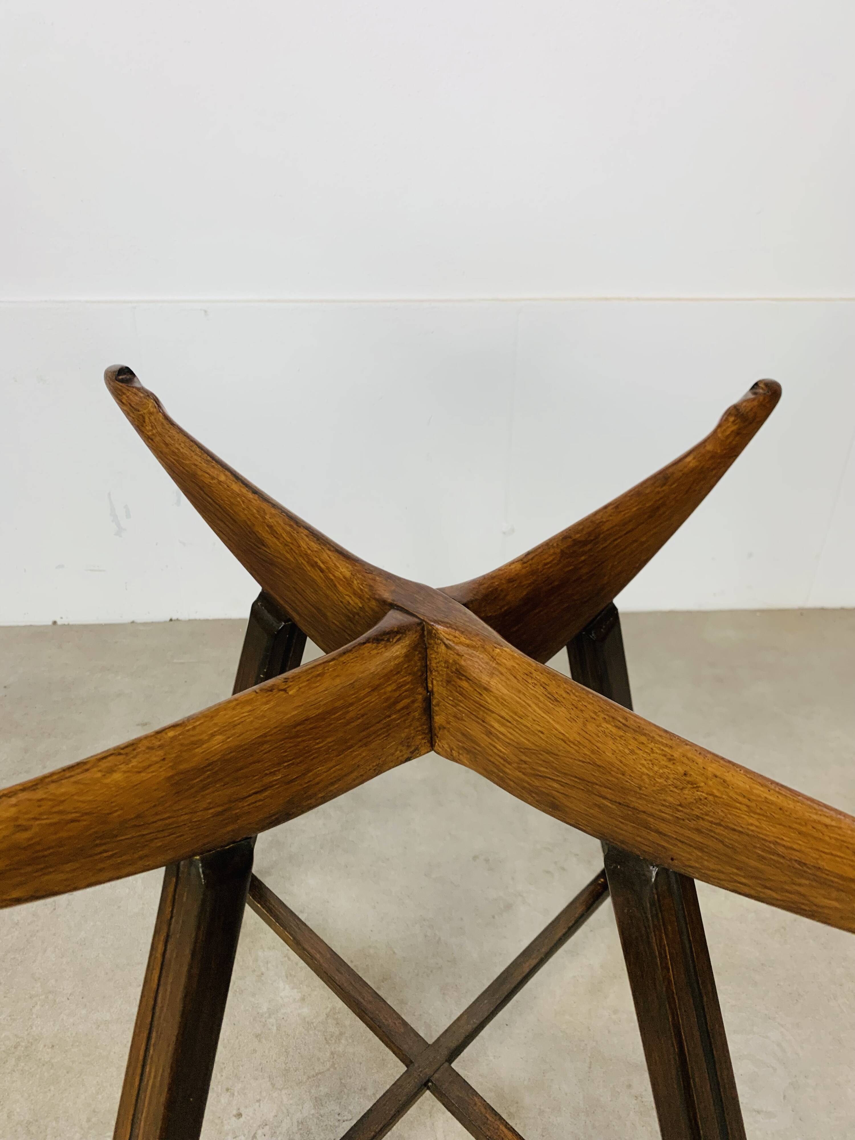 Side table in wood and glass, Italy, 1960s, pedestal table
