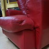 Vintage red leather Lounge Chair by Calia Italia, 1990s