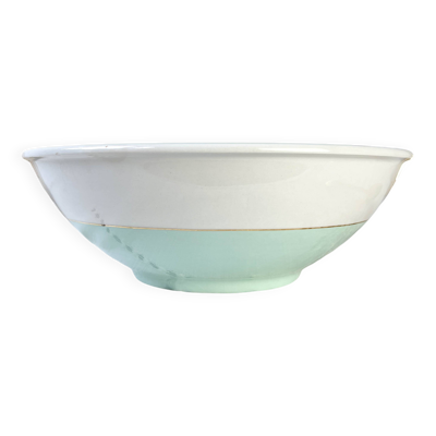 Saladier porcelaine vintage blanche verte luneville epinay france 1950s
