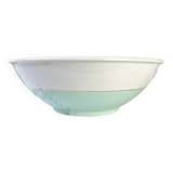 Vintage white and green porcelain salad bowl, Luneville, Epinay, France, 1950s